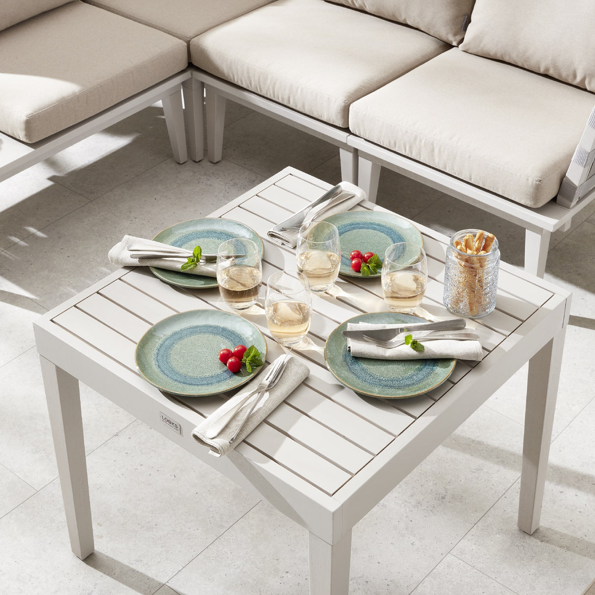Akazie Set mypureliving Lounge und Tisch 100% Infinity FSC® aus mit | Hocker