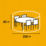 Runde Schutzhülle Garten Essgruppe | 200x200x85 cm, Grau | madison