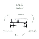 Essgruppe Bay Leaf, 6-tlg. mit 1x Esstisch, 1x Esszimmerbank, 4x Esszimmerstuhl aus Eiche in Naturfarben, lackiert / Schwarz