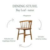 Essgruppe Bay Leaf, 5-tlg. mit 1x Esstisch, 4x Esszimmerstuhl aus Eiche in Naturfarben, lackiert