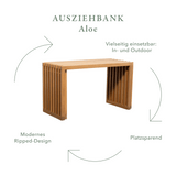 Ausziehbank Aloe, Holzbank im Lamellen Design für den In- und Outdoorbereich in hell geölt