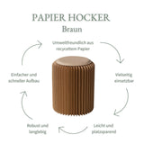 Faltbarer Papierhocker mit Sitzauflage | Braun | mypureliving