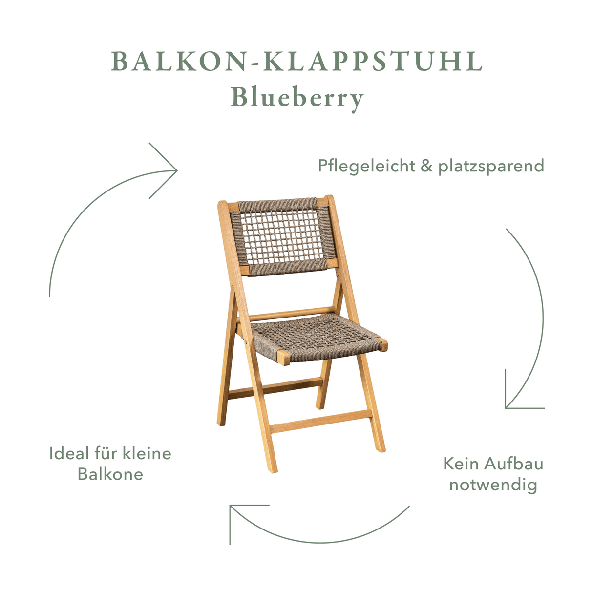 Balkon-Klappstuhl Set Blueberry, 2 Stück + Beistelltisch Set Clover