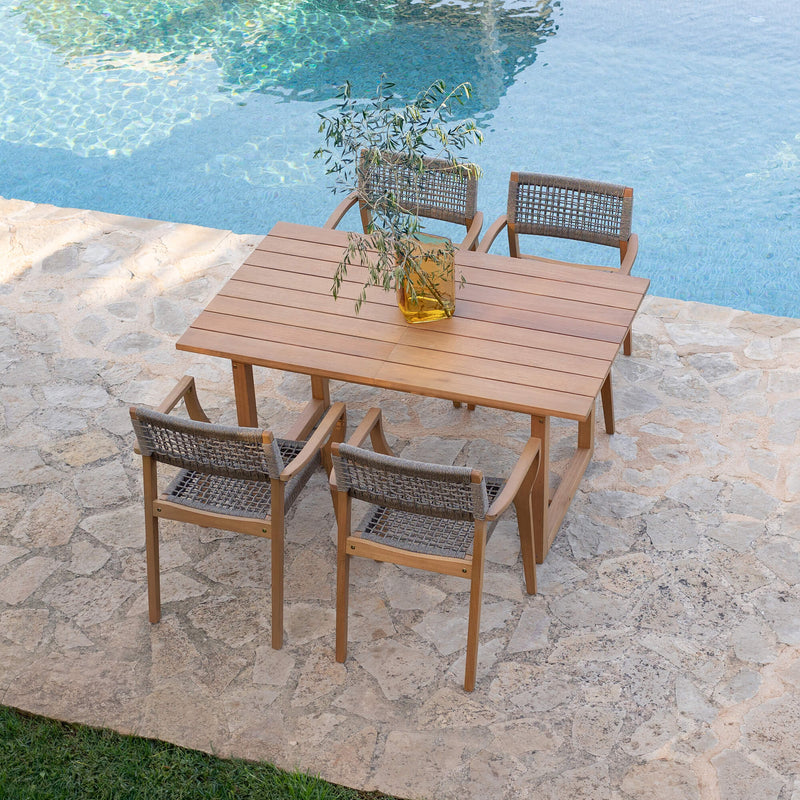 Gartenmöbel-Set 5-tlg. mit Gartentisch und Stapelstühlen | Blueberry | mypureliving