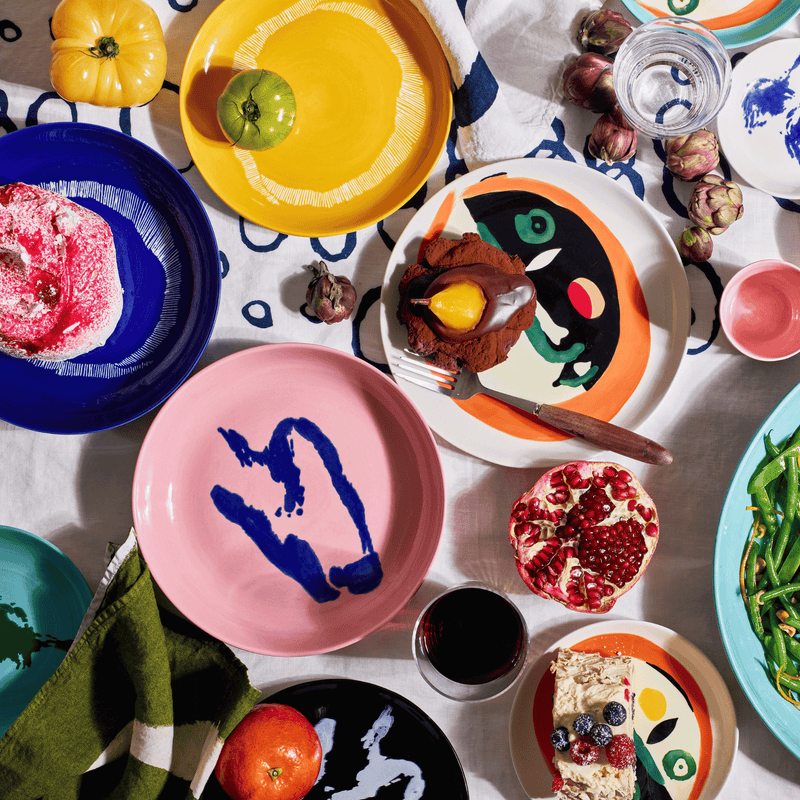 Serax | Ottolenghi 2-er Set Teller mit hohem Rand "Delicious Pink Pepper" | rosa-blau Ø 22 cm