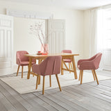 Essgruppe Lavender - Rosé, 5-tlg. mit 1x Esstisch, 4x Esszimmerstuhl aus Eiche in Naturfarben, lackiert / Rosé