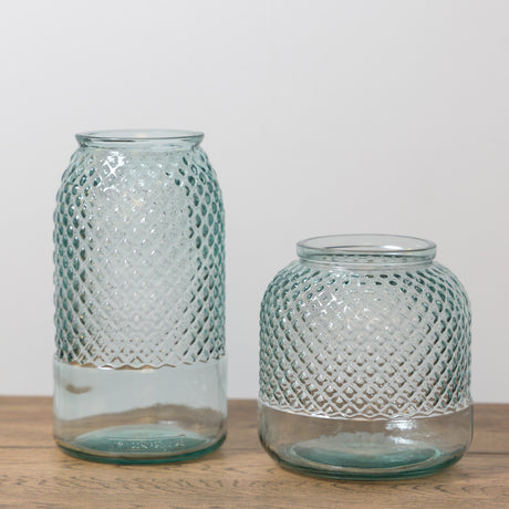 Vase Blossom 2er Set aus recyceltem Glas, 28 cm & 19 cm