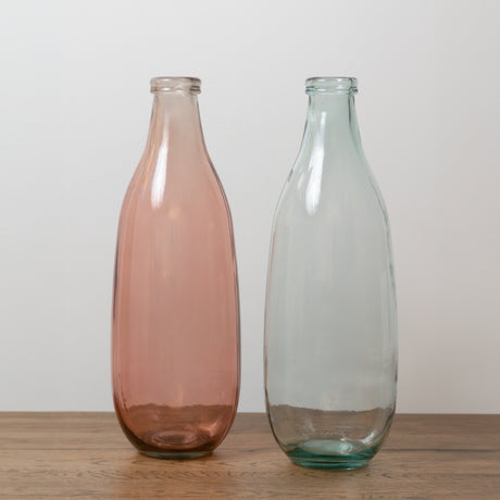 Vase Dahlia 2er Set aus recyceltem Glas, 40 cm