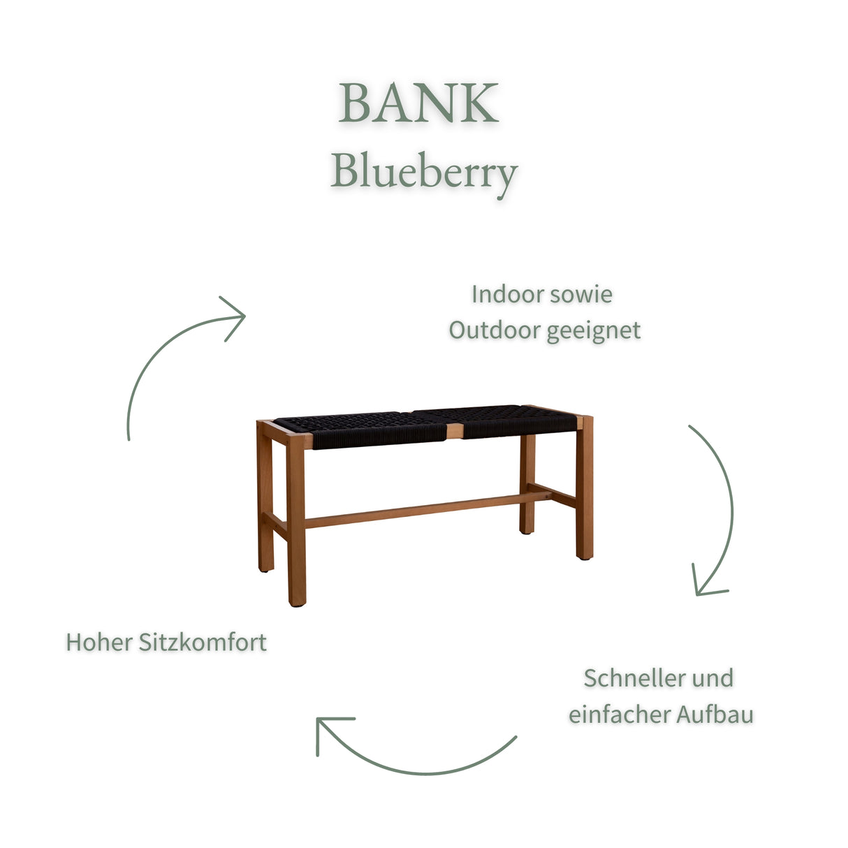Sitzbank Blueberry aus Eukalyptusholz