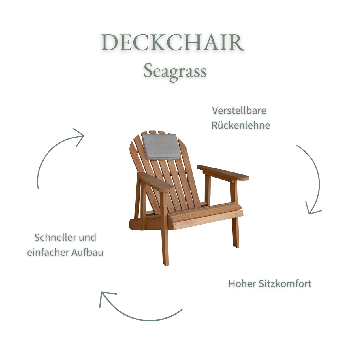 Deckchair Seagrass 2-er Set mit Beistelltisch Set Daisy
