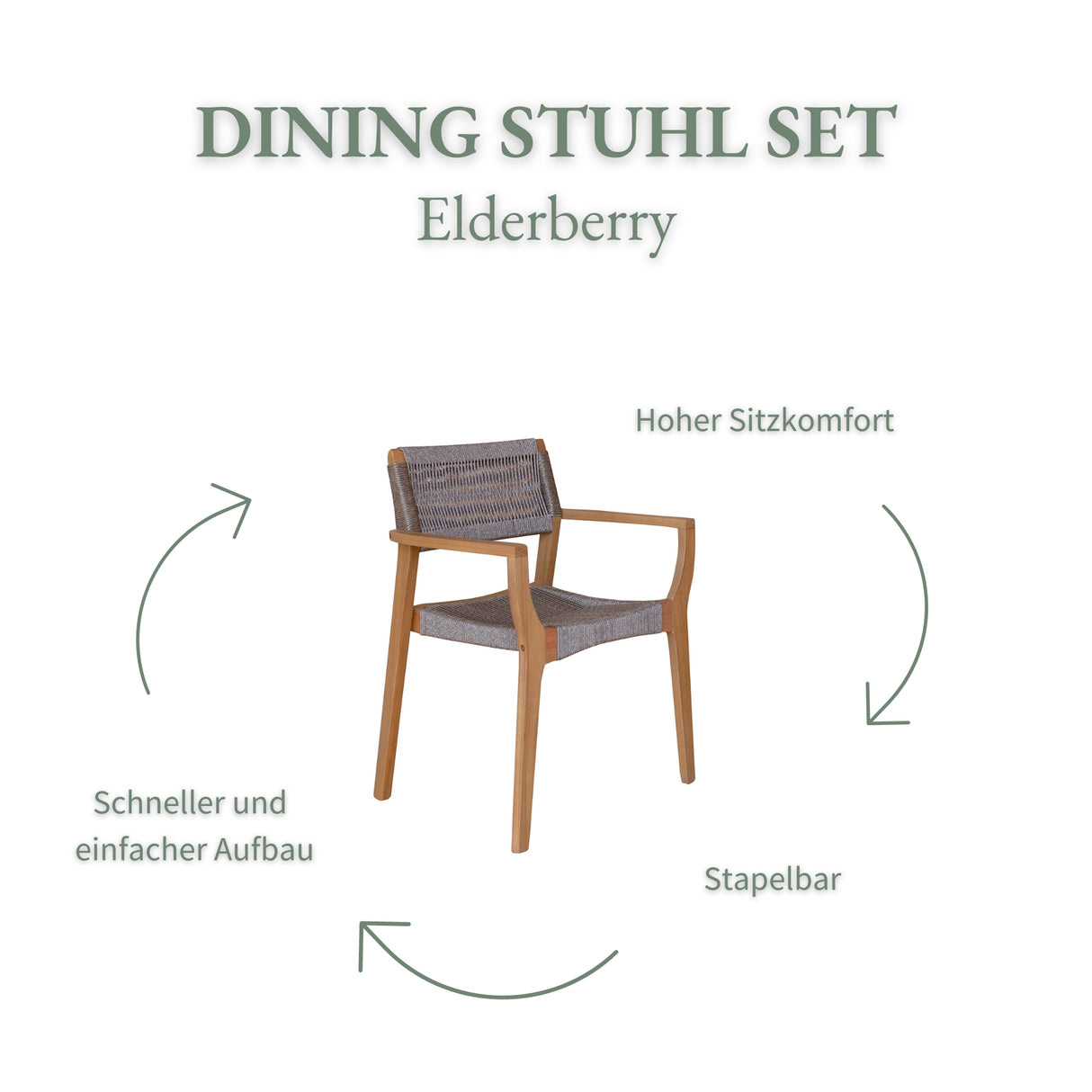 Dining Stuhl Set Elderberry aus Eukalyptusholz 2 Stück in Braun