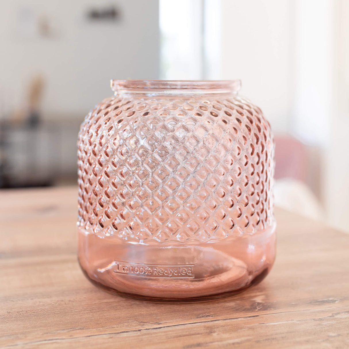 Vase Blossom aus recyceltem Glas, 19 cm, Altrosa