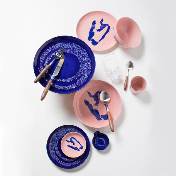 Serax | Ottolenghi Teller Feast 2-er Set Delicious Pink Pepper Blau | pink-blau, D 22,5 cm