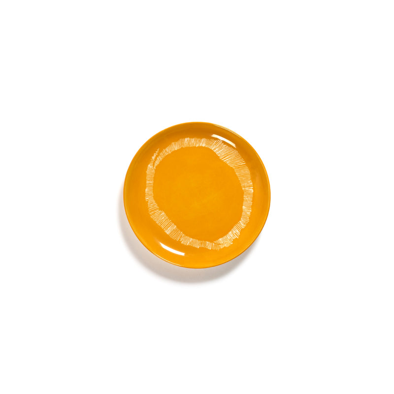 Serax | Ottolenghi 2-er Set Teller "Sunny Yellow Swirl-Stripes" | gelb-weiß Ø 19 cm