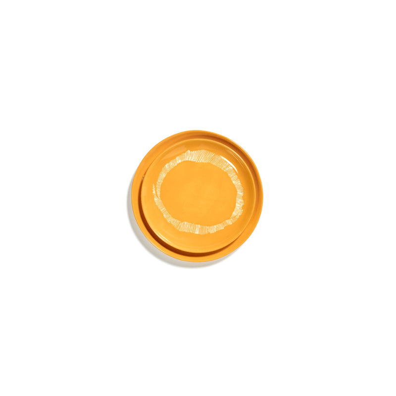 Serax | Ottolenghi 2-er Set Teller "Sunny Yellow Swirl-Stripes" | gelb-weiß Ø 19 cm