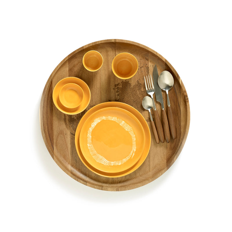 Serax | Ottolenghi 2-er Set Teller "Sunny Yellow Swirl-Stripes" | gelb-weiß Ø 19 cm