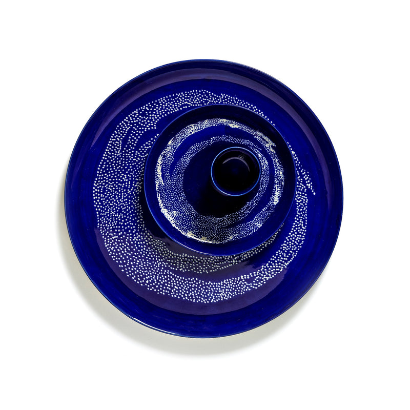 Serax | Ottolenghi 2-er Teller "Lapis Lazuli Swirl-Dots" | blau-weiß Ø 19 cm