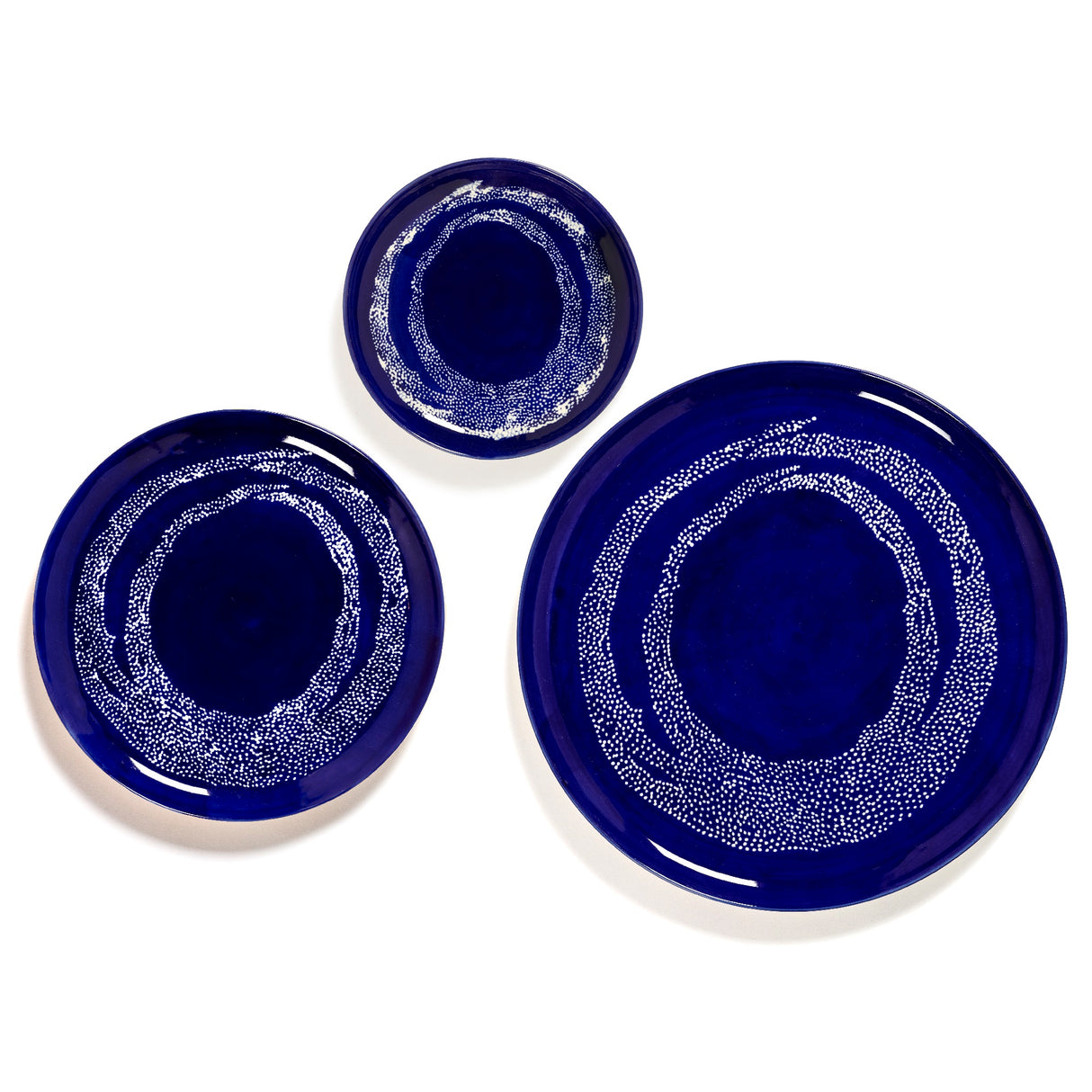 Ottolenghi Teller 2-er Set Lapis Lazuli Swirl-Dots, Blau-Weiß, D 26,5 cm