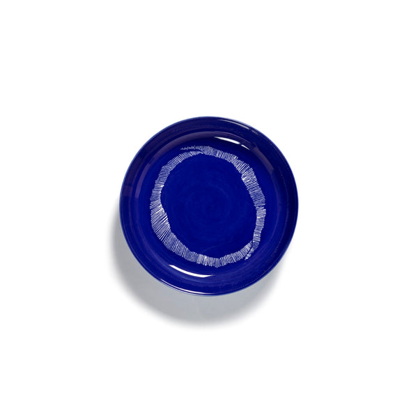 Serax | Ottolenghi 2-er Set Teller mit hohem Rand "Lapis Lazuli Swirl-Stripes" | blau-weiß Ø 22 cm