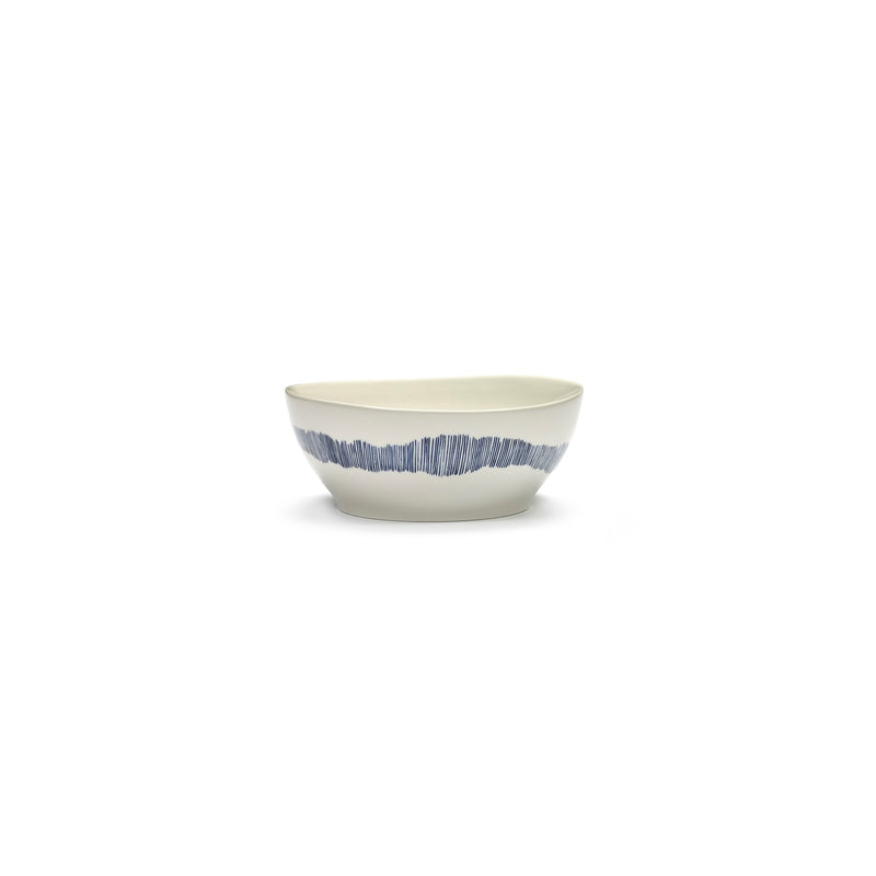 Serax | Ottolenghi 4-er Set Schüsseln "Swirl Stripes" | weiß-blau Ø 18 cm