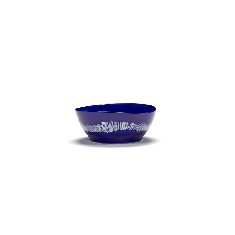 Serax | Ottolenghi 4-er Set Schüsseln "Lapis Lazuli Swirl-Stripes" | blau-weiß Ø 18 cm