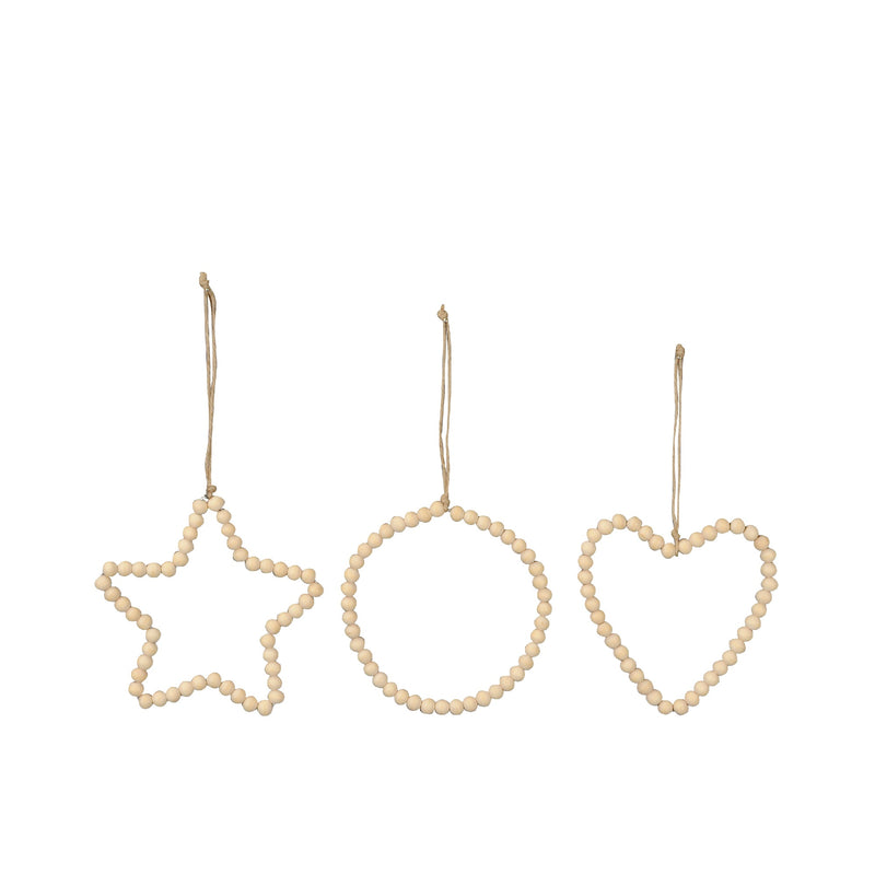 mypureliving | Deko-/Geschenkanhänger Set Perle 3-teilig | Pinienholz, natur