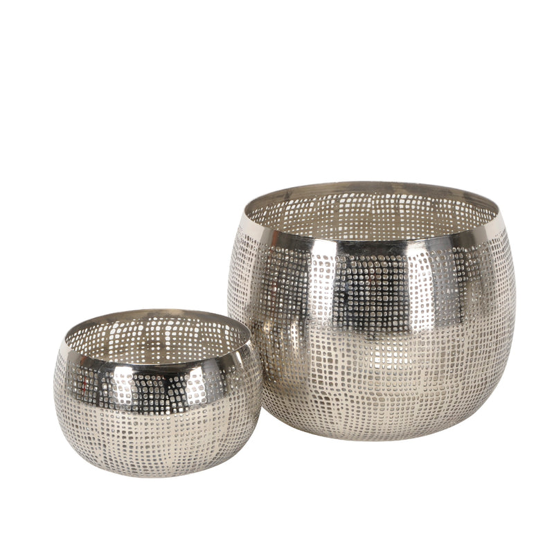 mypureliving | Windlicht Set Midnight 2-teilig | 11 & 19 cm, silber