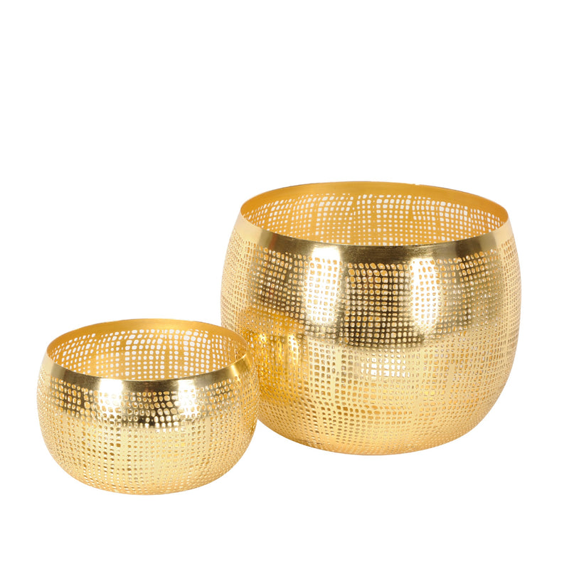 mypureliving | Windlicht Set Midnight 2-teilig | 11 & 19 cm, gold
