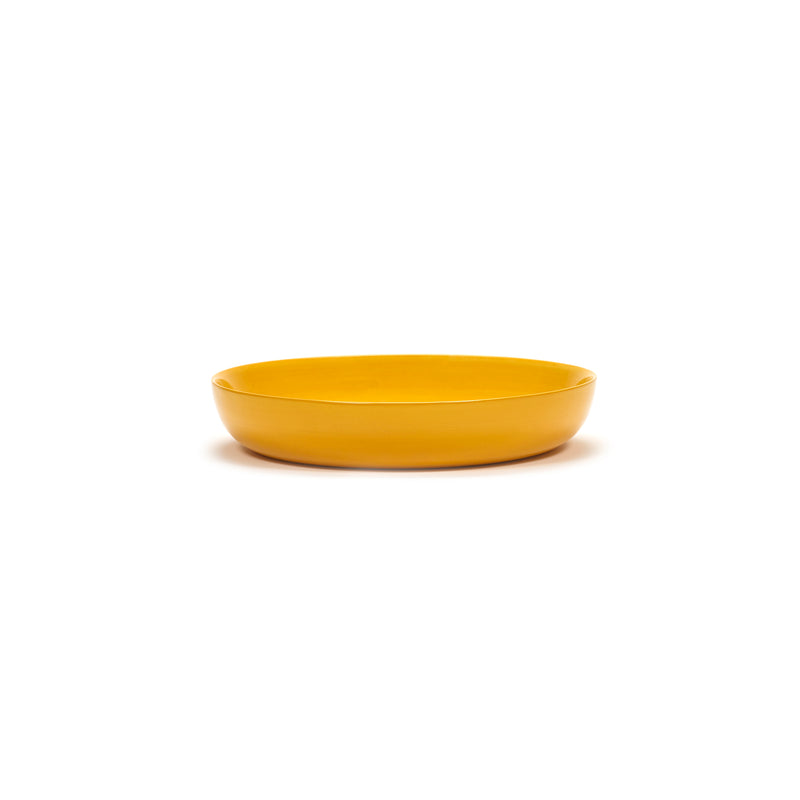 Serax | Ottolenghi Teller Feast mit hohem Rand 2-er Set Sunny Yellow Swirl-Dots Schwarz | gelb-schwarz, D 22 cm