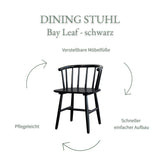 Essgruppe Bay Leaf, 5-tlg. mit 1x Esstisch, 4x Esszimmerstuhl aus Eiche in Naturfarben, lackiert / Schwarz