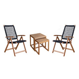 Balkon-Set, 4-tlg. mit Gartentischen und Klappstühlen | Schwarz | mypureliving