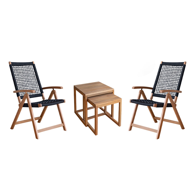 Balkon-Set, 4-tlg. mit Gartentischen und Klappstühlen | Schwarz | mypureliving