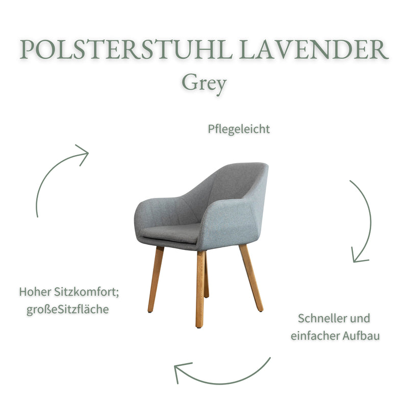 Polsterstuhl Lavender, eiche-hellgrau | 2 Stück für den Innenbereich | mypureliving