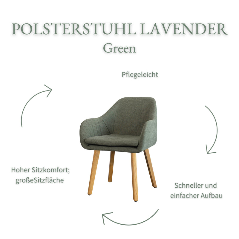 Essgruppe Lavender - Green, 6-tlg. mit 1x Esstisch, 1x Bank, 4x Esszimmerstuhl | Eiche naturfarben, lackiert / Olivgrün | mypureliving