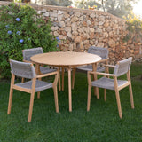 Gartenmöbel-Set, 5-tlg. mit rundem Gartentisch und Stapelstühlen | Braun-Grau meliert | mypureliving