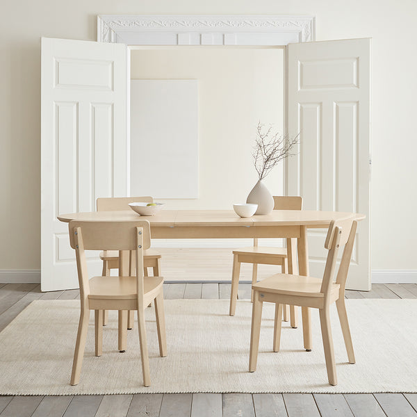 Essgruppe Scandi, 5-tlg. mit 1x Esstisch, 4x Esszimmerstuhl | Beige | mypureliving